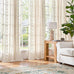 jinchan Floral Linen Curtains Embroidered Back Tab 54Wx84L 2 Panels