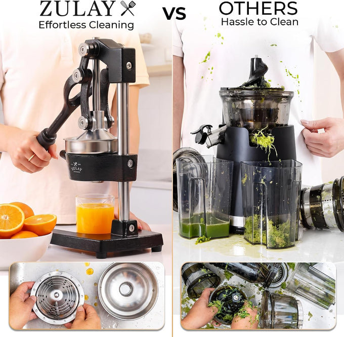 Zulay Kitchen Cast Iron Juicer, Orange Manual Juicer, Citrus Press, Black