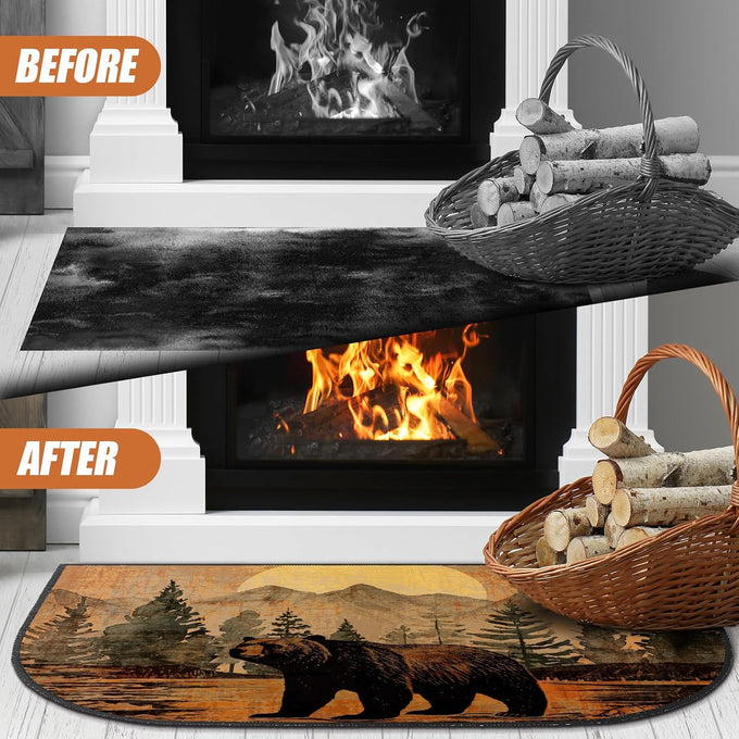 Demissle Fireplace Hearth Rug, Bear, 24 x 59 Inch