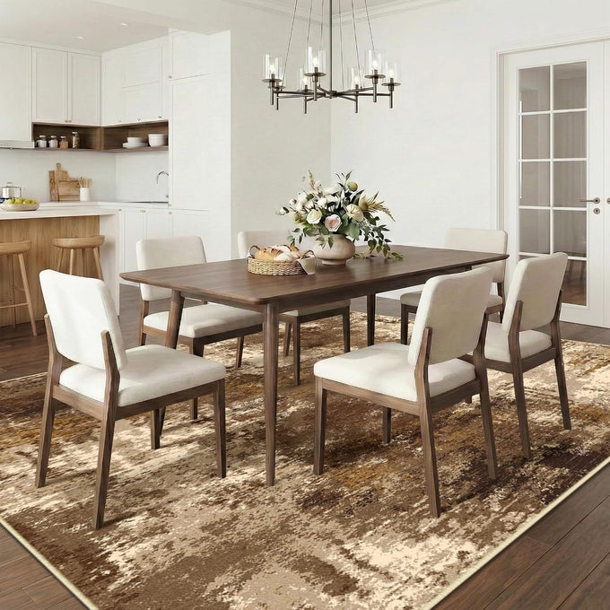 RELEANY Washable 5'x7' Abstract Area Rug for Living Room Brown Tan