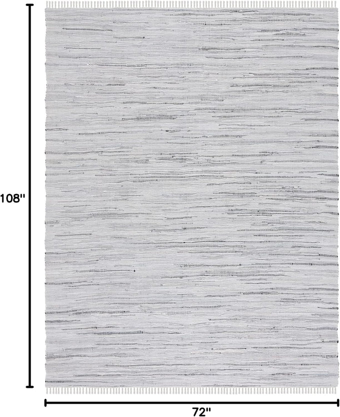 SAFAVIEH Rag Rug Collection Area Rug - 6' x 9', Grey, Handmade Boho Stripe Cotton, Ideal for High Traffic Areas in Living Room, Bedroom (RAR121A)