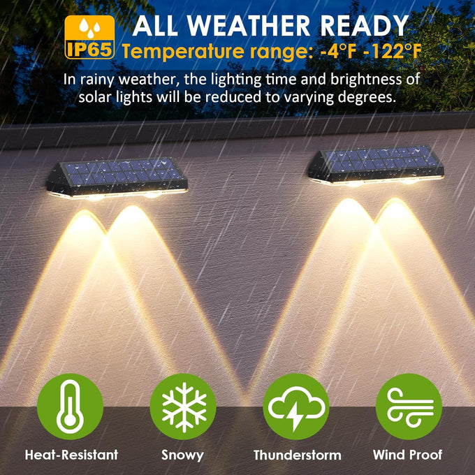Solar Fence Lights Outdoor, 2700/4000/6000K 3 Mode, 8-12H, Black, 8 Pack