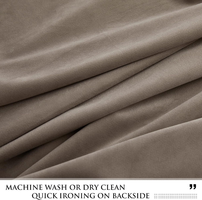 StangH Taupe Velvet Curtains Luxury Extra or Living Room, W52 x L108, 2 Pcs