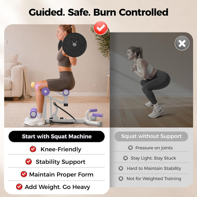 FEIERDUN Squat Machine for Women,400lbs Cap Adjustable Glute Trainer, Home