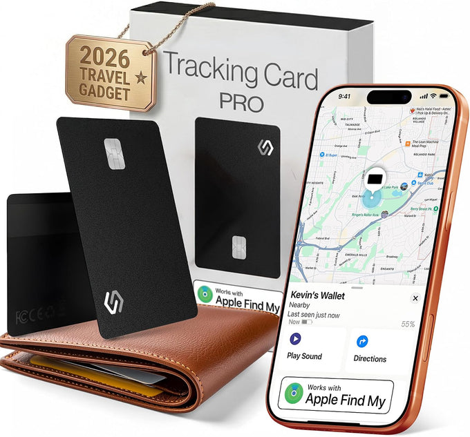 SPOTMINDERS Apple MFi Certified Wallet Tracking Card Black 4-Pack Travel Gifts for Him Works with Apple Find My Rechargeable Tracker IP68 Waterproof 0.07" Slim iPhone Item Finder for Luggage Passport