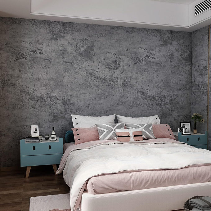 3YECAO 16"×118" Thick Blue Grey Peel and Stick Concrete Wallpaper 3d Faux Gray Concrete Contact Paper Vinyl Wrap DIY Self Adhesive Matte Grey Cement Wallpaper Tile Sticker for Countertops Walls Drawer