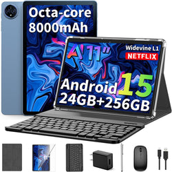 2026 11 Inch Tablet with Keyboard, Android 15 Tablet with Gemini AI(Black)
