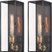 Outdoor Wall Light Fixture, Brass Exterior Wall Lantern, Waterproof Outdoor Wall Sconce Front Porch Light with Unique Door Design for Garage Garden Patio Staircase Balcony