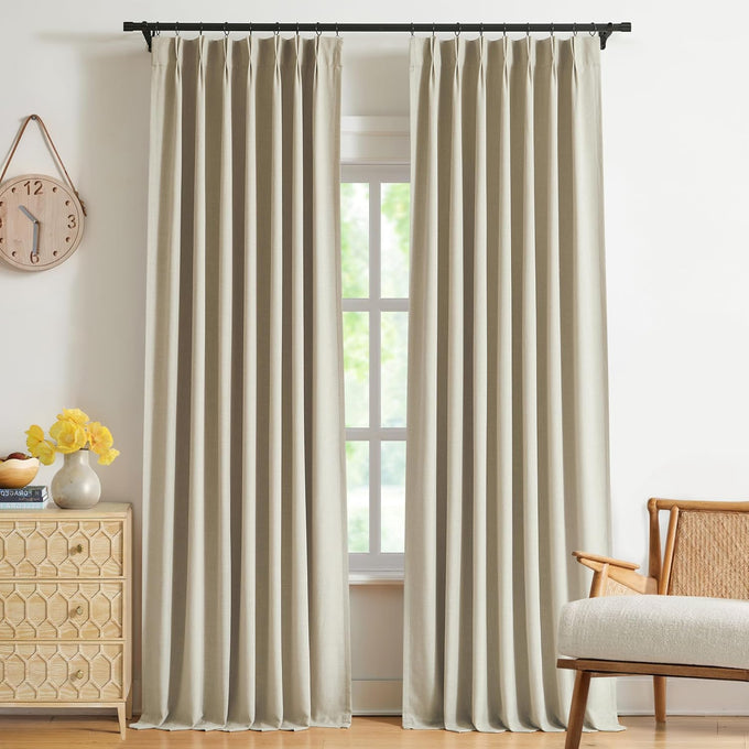WEST LAKE Pink Bailey Pinch Pleated Full Blackout Window Curtain Panels 95 Inches Length,Modern Textured Drapes for Girls Room,Farmhouse Window Treatment for Bedroom,40" Wx95 Lx2
