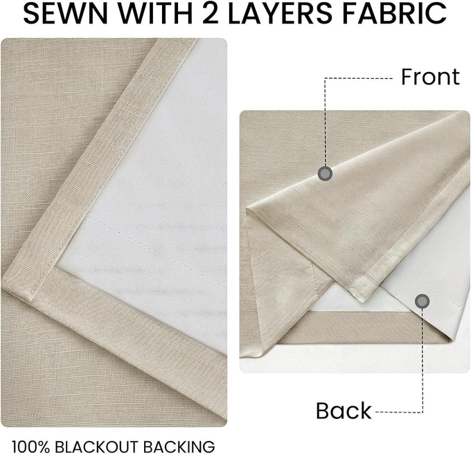 Topfinel Oatmeal Pinch Pleated Curtains Blackout for Living Room Linen Textured Draperies with Blackout Liner High End Tailored Look Farmhouse Aesthetic 80 Inches 2 Panels Set Oatmeal 40" W*80" L