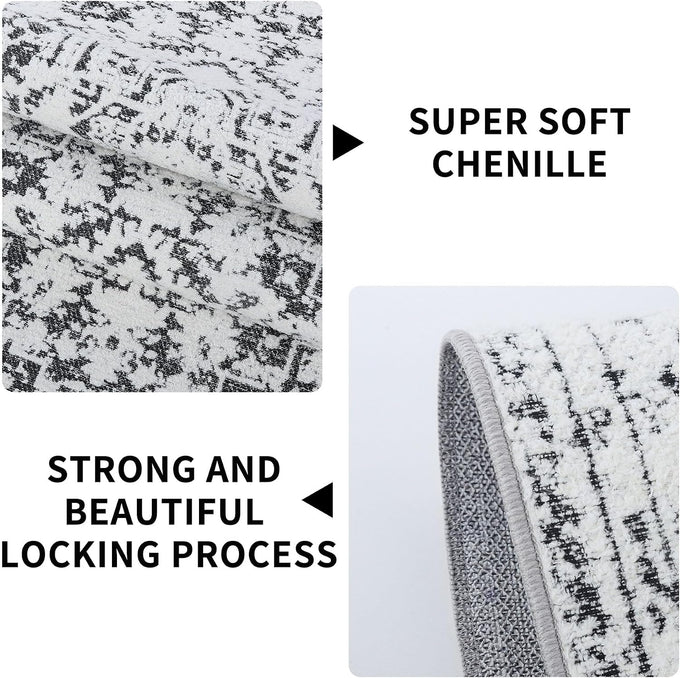 Vintage Runner Rug Non Slip for Hallway Bathroom Kitchen 3x10 ft, Ultra Soft Boho Carpet Runner with Low Pile Design Machine Washable Runner Rugs for Entryway Laundry Living Room (Black)