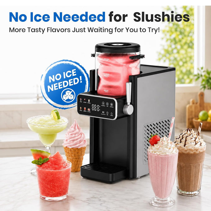Slushie Machine for Home, Ice Cream Maker, 6 Presets, No Ice Needed, Black