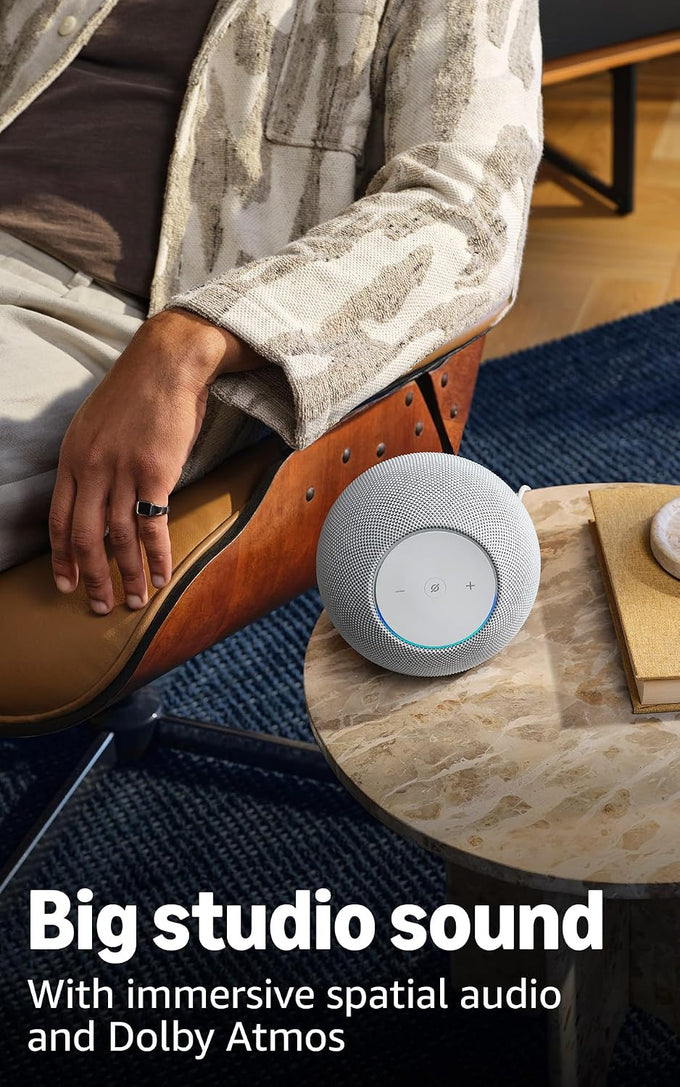 Amazon Echo Studio (newest model), Immersive spatial audio and Dolby Atmos, Designed for Alexa+, Glacier White