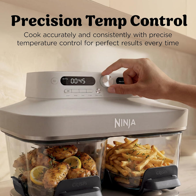 Ninja Crispi DualZone Glass Countertop Air Fryer, Bone, DD101IV2