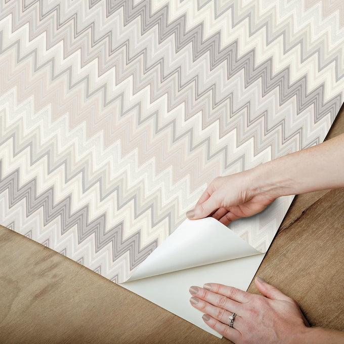 York Wallcoverings Missoni Zig Zag Peel and Stick Wallpaper, Non Woven, 27-in x 20-ft