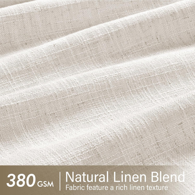 MIULEE 102 Inches Long Pinch Pleated Thick Linen Curtains 2 Panels Natural