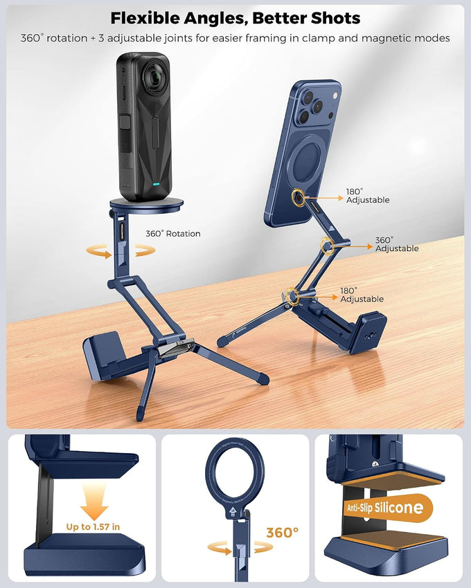 OMOTON TP02-Ultra Multi-Device Camera & Phone Mount with 1/4" Adapter, Blue