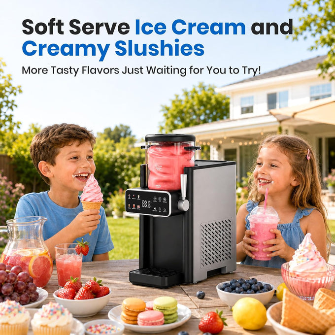 Slushie Machine for Home, Ice Cream Maker, 6 Presets, No Ice Needed, Black