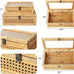 DECOR4SEASON Rattan and Cane Stacking Boxes with Glass Top Lid - Set of 2 for Boho, and Rustic Farmhouse Decor