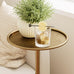 25.6" Vintage Round Pedestal End Table with Tray Top, Bronze