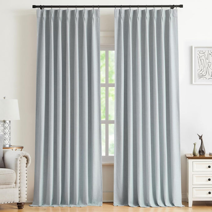 Kayne Studio Sand Linen Blend Pinch Pleated Full Blackout Curtains 108 Inch