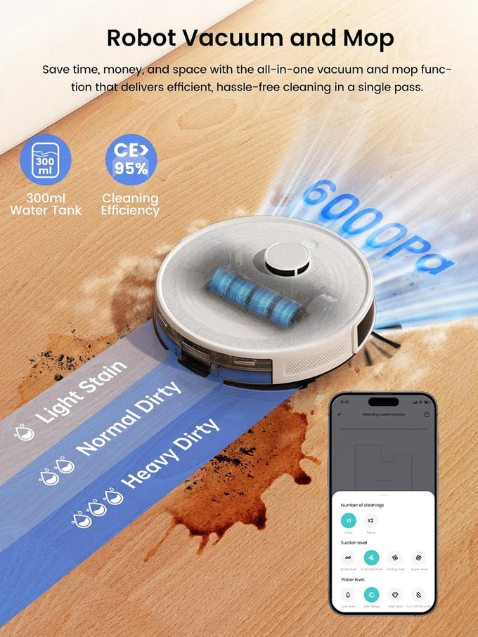 Lefant Robot Vacuum and Mop Combo with Self Emptying, 6000Pa, M2 Pro
