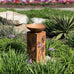 Westcharm Rustic LED Pillar with Planter Dish Bowl and Timer - Decorative Column with Leaves Motif for Home Yard Patio Outdoors
