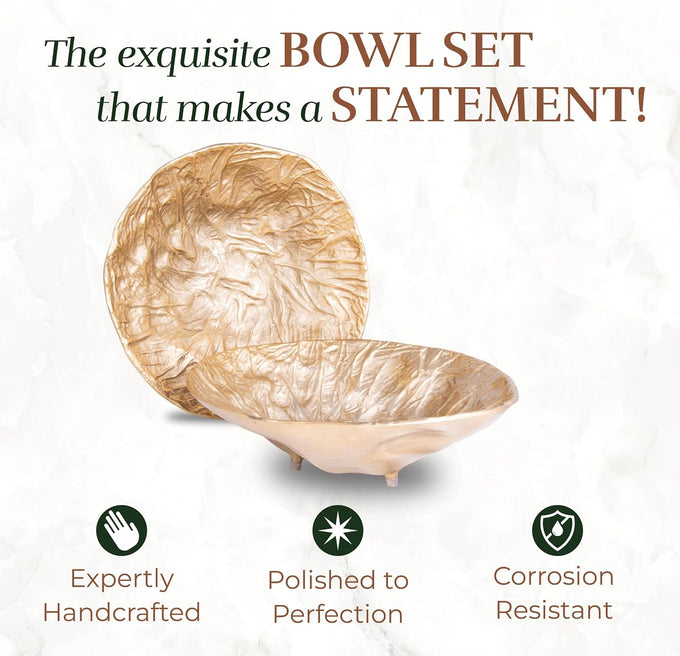 OBJET D'ART Emory Decorative Round Gold Bowl, Set of 2