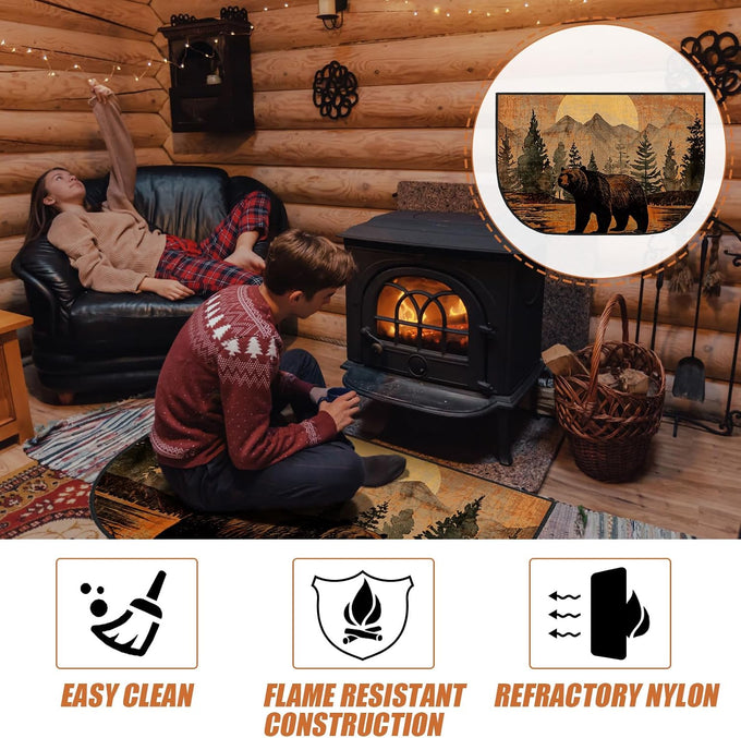Demissle Fireplace Hearth Rug, Bear, 24 x 59 Inch