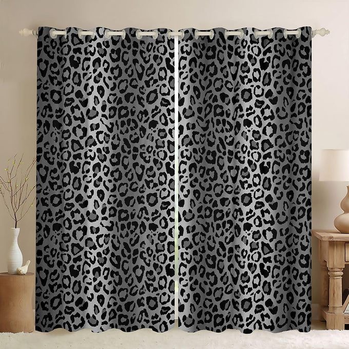 Feelyou Kids Leopard Print Window Curtains, Cowhide Blackout Curtains Boys Girls Brown Cow Fur Darkening Drapes for Bedroom Animal Living Room Window Treatments (2 Panels, 52 x 96 Inch)