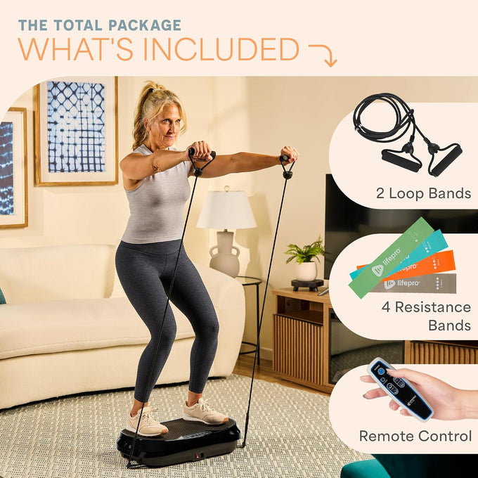 Lifepro Waver Mini Vibration Plate Exercise Machine with Resistance Bands
