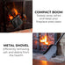 Plow & Hearth 5 Piece Hand Forged Iron Compact Fireplace Tool Set 20" | Black Wrought Iron Handle for Outdoor Indoor | Stand Poker Shovel Brush Log Tongs Wood Stove Accessory