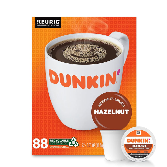 Dunkin’ Hazelnut Artificially Flavored Coffee, Keurig K-Cup Pods, 88 Count