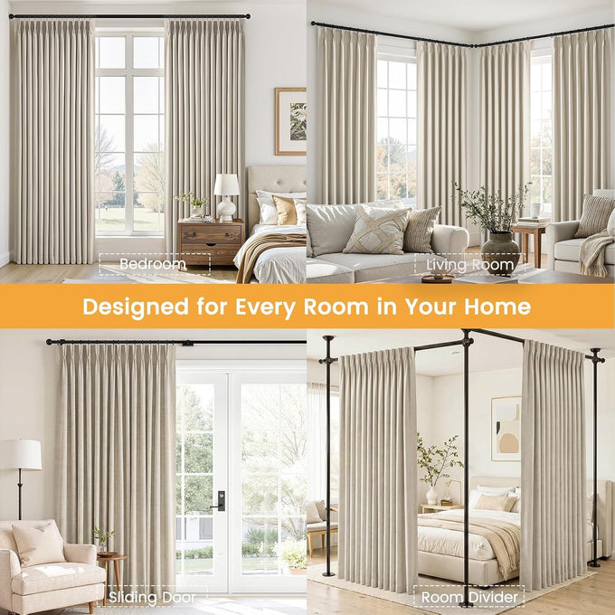 Topfinel Oatmeal Pinch Pleated Curtains Blackout for Living Room Linen Textured Draperies with Blackout Liner High End Tailored Look Farmhouse Aesthetic 80 Inches 2 Panels Set Oatmeal 40" W*80" L