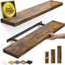 BAYKA Rustic Brown Floating Shelves 22.5in, Set of 2, Wall Mount Wood Shelf