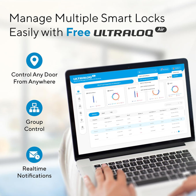 ULTRALOQ Bolt Fingerprint WiFi Smart Lock with Handle, Remote Access, Black