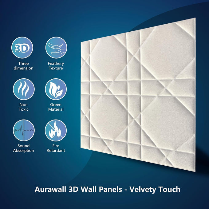 Velvet 3d wall panels for Interior wall Decor peel and stick, Soundproof Geometric Textured 3d Wall Panels for Living Room, Bedroom, TV Background 17.7" x 17.7", Cover 26.15 Sq.Ft Cream White
