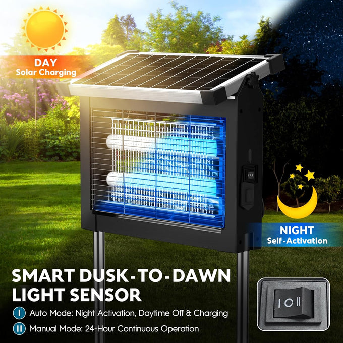 Solar Bug Zapper Outdoor, Mosquito Zapper 4500V Cordless Waterproof