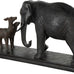 Deco 79 Resin Elephant Decorative Sculpture Walking Home Decor Statue with Dark Brown Deer, Accent Figurine 20" x 6" x 11", Black