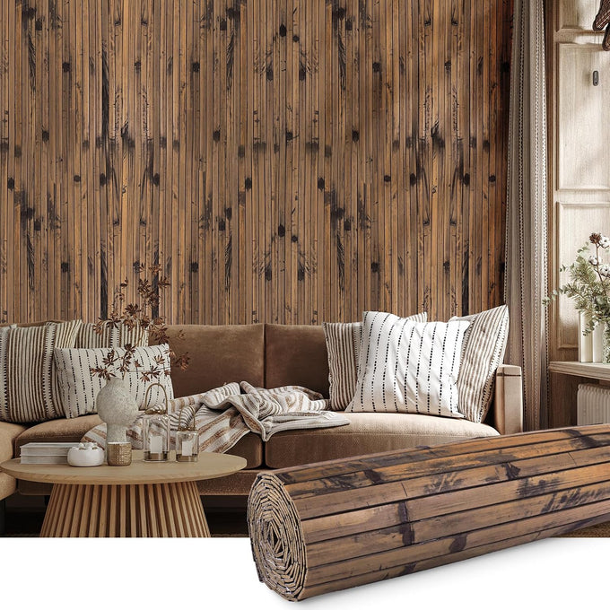 FONUNO Bamboo Wall Panel Bamboo Pole Wrap Roll for Interior Decoration