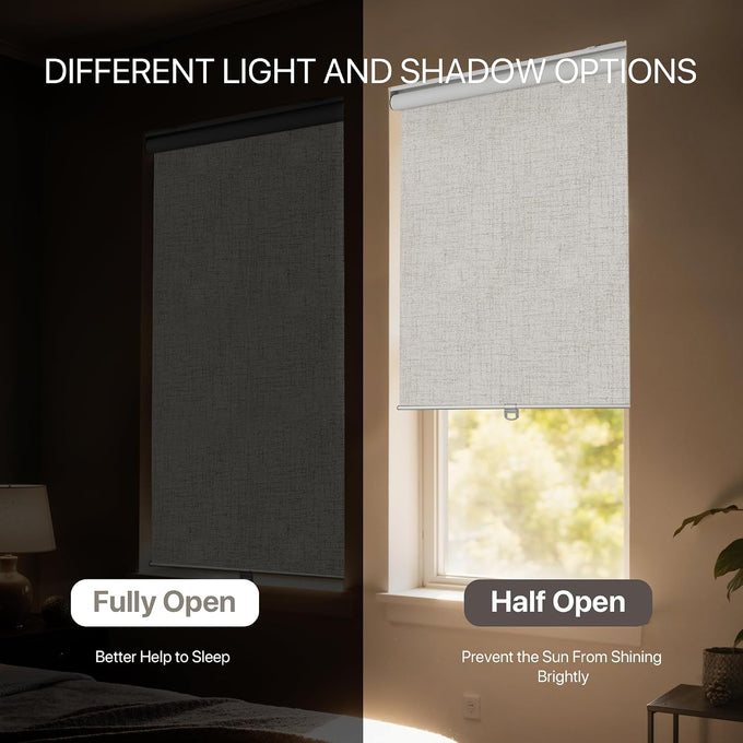 GENIMO Cordless Blackout Roller Shades, 53" W X 72" H, Ivory White