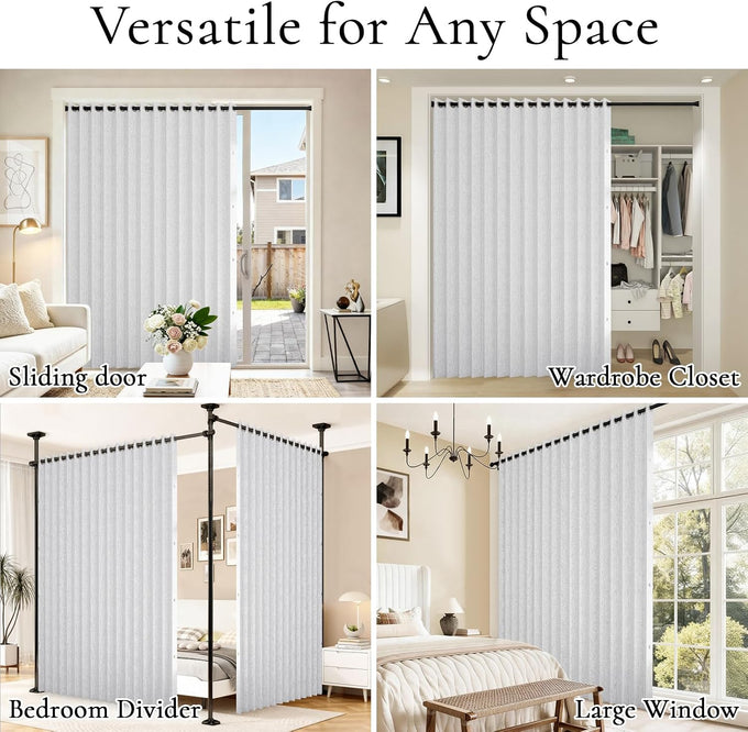 Fabric Vertical Shades & Blinds, 100% Blackout Door Shades, Window Shade, Vertical Shade for Sliding Doors, 1 Panel, W100 x L84, White