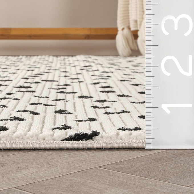 Abani Neutral Collection Cream Area Rug 4' x 6' for Living Room, Bedroom - Modern Design - Durable & Easy to Clean