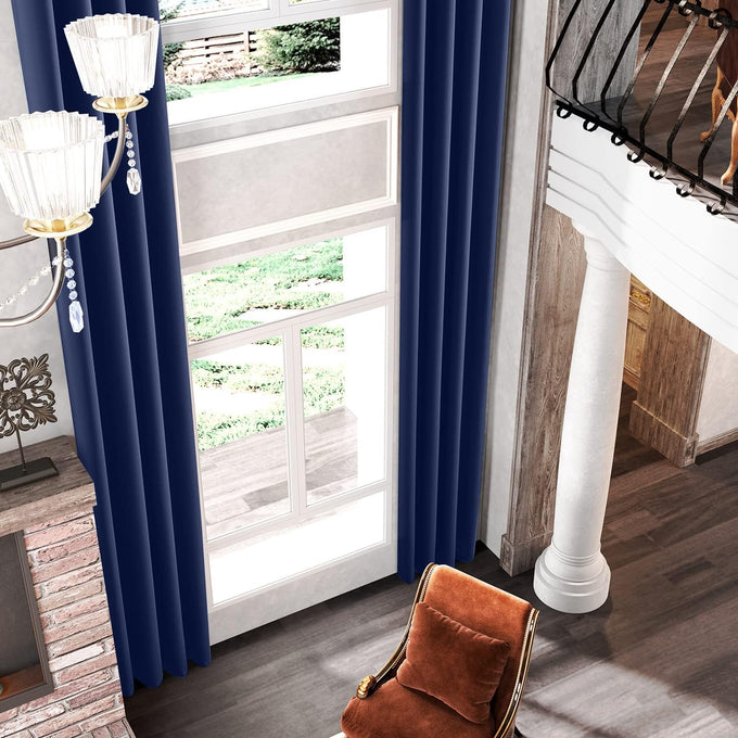 Sanceor Blackout Extra Long Curtain,Room Darkening High Ceiling Draperies for Living Room, Soft Textured Thermal Insualted Blackout Extra Tall Curtains 18ft Length(Black,1 Panel,52 x 216 Inch)