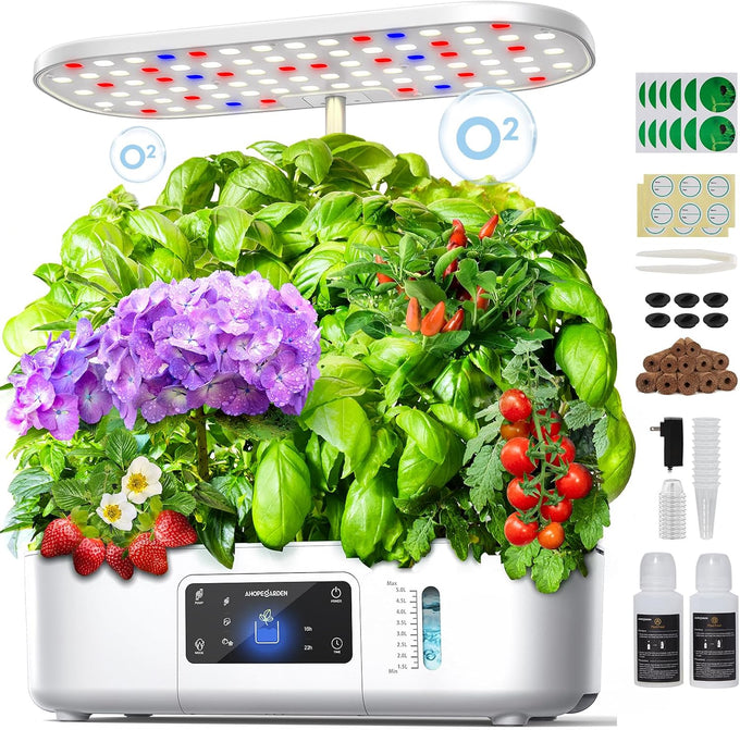 Ahopegarden Hydroponics Growing System Kit: 12 Pods with LCD Control Panel