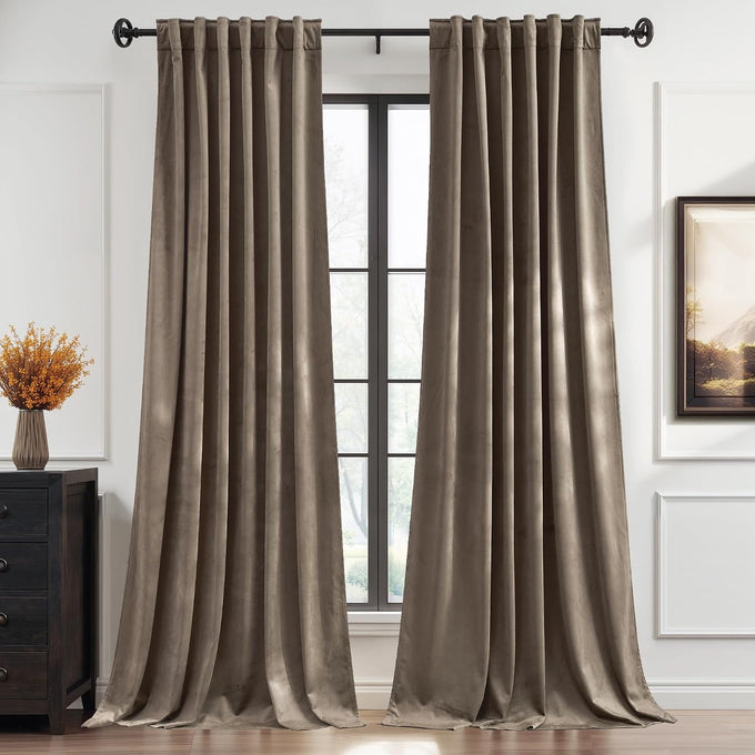 StangH Sage Green Velvet Curtains 108 Inches 2 Panels for High Ceilings