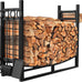 AMAGABELI GARDEN & HOME Firewood Rack Indoor with Tools 5-Piece Fireplace Tools Set Wood Holder Outdoor Wrought Iron Log Holder Firewood Storage Rack for Fireplace,Fire Pit,Wood Stove Black