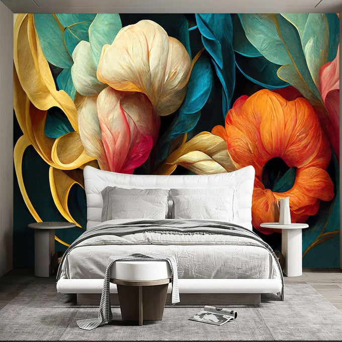 Golden Leaf wall murals Peel and Stick Modern Wallpaper for Bedroom Living Room - 85"x118"