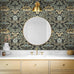 Acanthus Floral Vintage Prepasted Wallpaper (Charocal & Goldenrod)