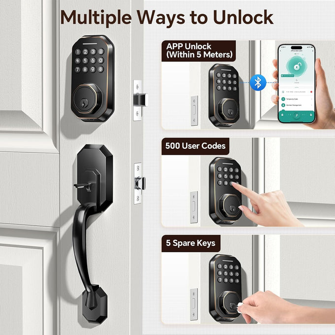 Ulecoce SL03 Front Door Lock Set, Keyless Entry Door Lock,Oil Rubbed Bronze
